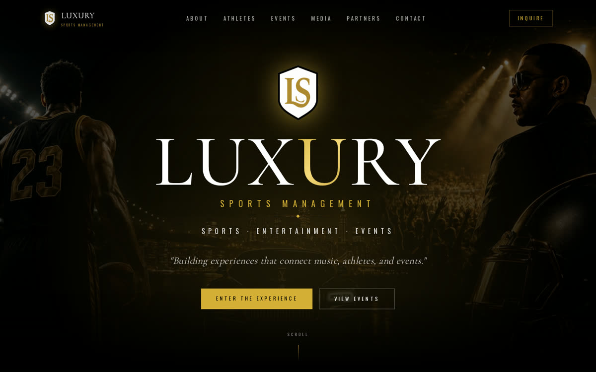 Luxury Sports Management homepage
