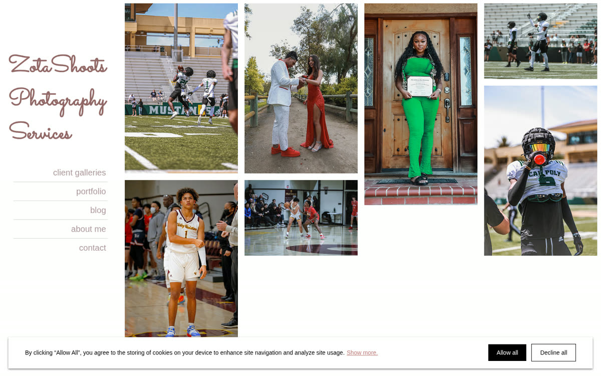 Zota Shoots homepage