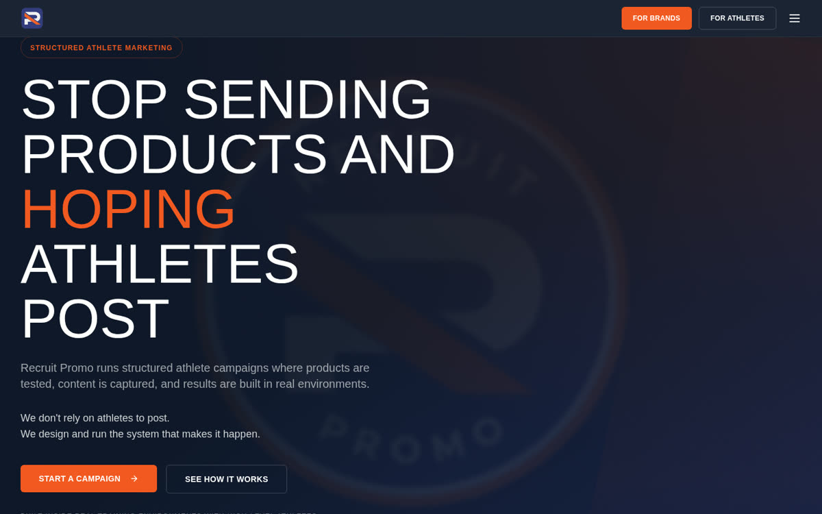 Recruit Promo homepage
