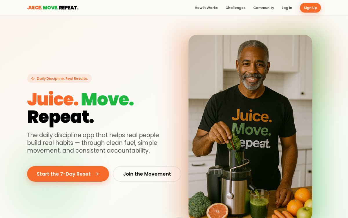 Juice Move Repeat homepage